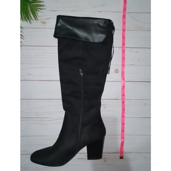 Andrew Geller Women's Suede "Guava" Boots, Tall Over The Knee,  Black, Size 7 - Picture 10 of 11